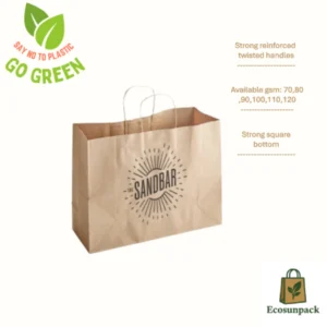 Burgu Saplı Kraft Çanta Baskılı