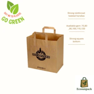 Düz Saplı Kraft Çanta Baskılı